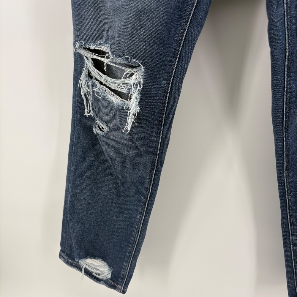 American Eagle Outfitters Womens Tomgirl Jeans Distressed Dark Wash Size 14 Long - Picture 3 of 10